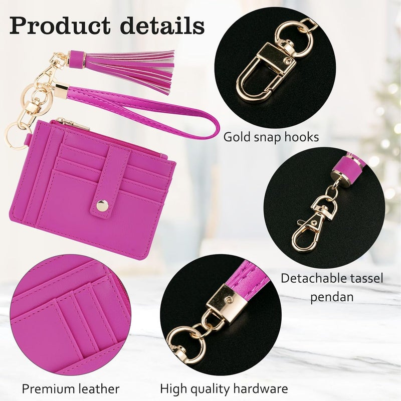 KNGITRYI Small Wristlet Wallets for Women RFID Credit Card Holder Wallet Keychain Wristlet Wallet Credit Card Wallets for Women (Hot Pink) - Image 5